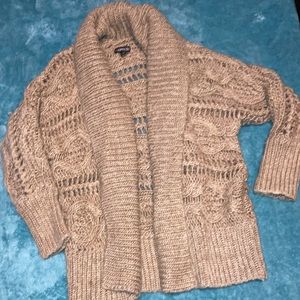 Express tan wool knit cardigan size XS